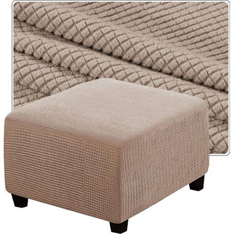 quadratischer Pouf-Überzug, Stretch-Jacquard-Gewebe, Möbelschutz, für Wohn- und Schlafzimmer, 50 x 50 cm (1/5)