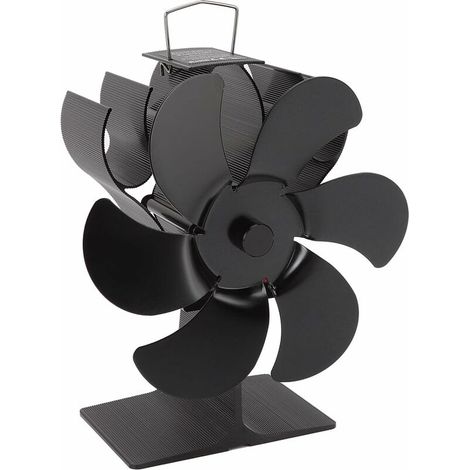 Ventilateur écologique de poêle, ventilateur de brûleur à bûches à 6 pales en alliage d'aluminium à faible bruit, démarrage automatique, vitesse du vent de 1400 tr/min, résistant aux hautes températur (1/5)
