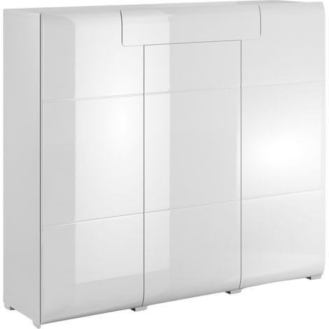 Cómoda Torsone 112, Blanco + Blanco brillante, Con cajones y puertas, Número de cajones: 0, 131x148x40cm (1/5)