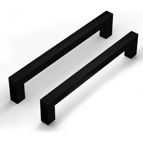 Juego de 2 tiradores para armarios de cocina - Acero inoxidable - Distancia entre orificios: 160 mm - Negro (1/5)