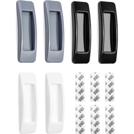 Lot de 6 Poignées pour Porte Coulissante, Poignées Auxiliaire Autocollante pour Porte, Fenêtre, Placard, Tiroir, 3 Couleurs (Blanc, Noir, Gris) (1/4)