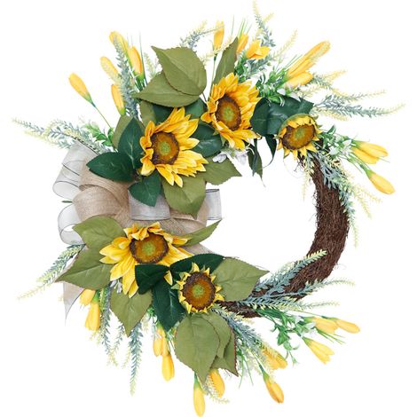Couronne de tournesols artificiels - Cadeau pour la fête des mères-AquaForge (1/4)