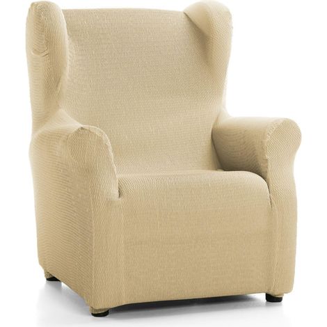 Housse de Fauteuil à Oreilles élastique et Extra Douce Couleur Beige - Housse de Fauteuil à Oreilles réglable 100% fabriquée en Espagne, Orejero (1/5)