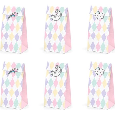 Bolsas de dulces de unicornio PartyDeco, 1 paquete / 6 unidades (1/4)