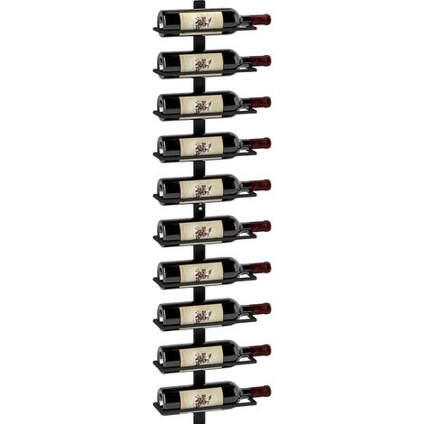 Étagère à vin, Capacité de 10 bouteilles, Design mural, noir (1/2)