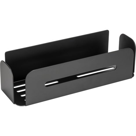 Étagère murale en aluminium pour salle de bain, fixation sans perçage, noir mat (1/5)