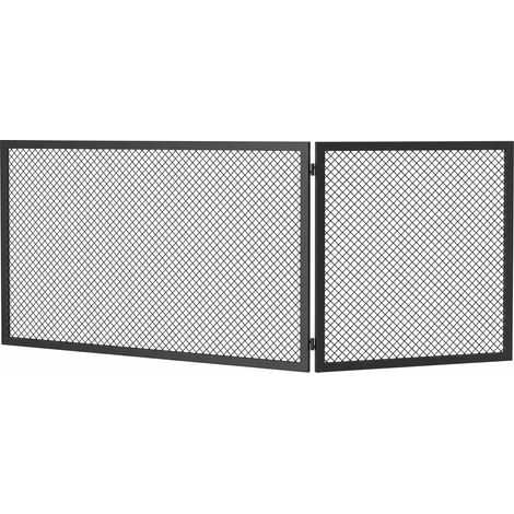 HOMCOM Parascintille per Camino Pieghevole a 2 Pannelli, 122x1x75 cm, Nero (1/5)