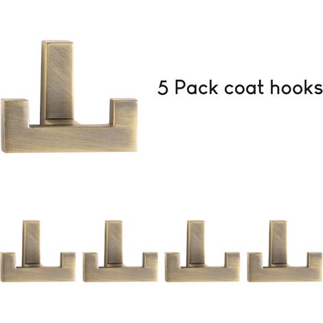 (Lot de 5 crochets en bronze noir) Cintres muraux pour vêtements, rangement pour clés, chapeaux, sacs, serviettes de salle de bain et cuisine. (1/5)