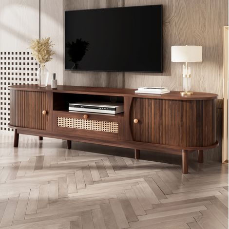 Mobile TV con ante scorrevoli e cassetti in rattan OKMYHOME (1/5)
