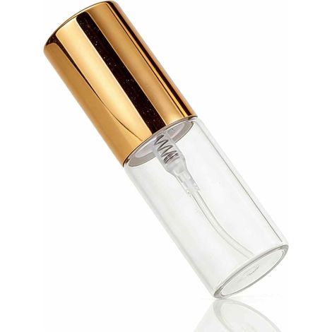 Mini Flacons Vaporisateurs, 5 Ml, Paquet de 50 Flacons Vaporisateurs en Verre à Brume Fine étanches à Pompe Dorée, de Parfum Rechargeables avec Format de Voyage pour Huiles Essentielles, (1/5)