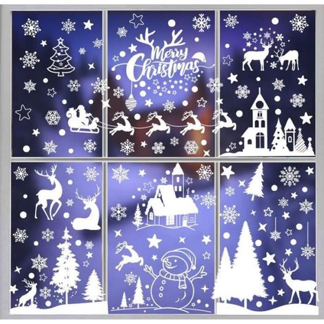 Stickers Noël - - 9 Feuilles - PVC Réutilisables - Décoration Fenêtre - 20 x 30 cm (1/4)