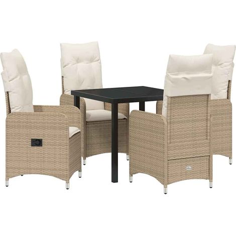 Maison Exclusive - Conjunto de Comedor de Jardín 5 pcs Beige ratá (1/5)