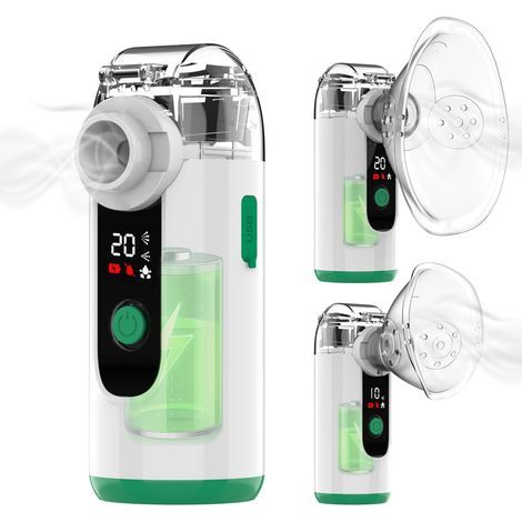 Nébuliseur Portatif Rechargeable avec Autonettoyage Idéal pour Système Respiratoire à Domicile. au Bureau et en Voyage. Fonctionnement Silencieux et Facilité d'Utilisation (1/5)