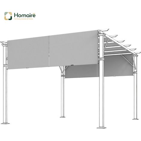 HOMAIRE Ersatzdach für Pergola 3x3m mit UV-Schutz, Sonnensegel Terrassenüberdachung Hellgrau