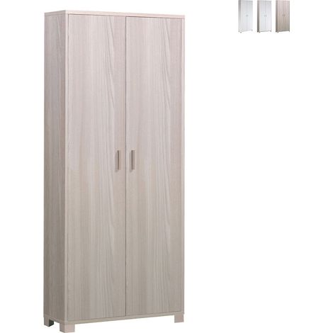 Armario multiusos delgado con dos puertas y ocho estantes Olmo claro 83x29x h190 cm (1/5)