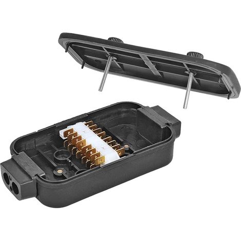 Boîte de dérivation 8x4 pôles en plastique noir – Longueur 100 cm – Connexion sécurisée pour projets électriques – Indice de protection IP65