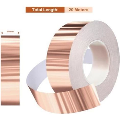 50 mm x 20 m Kupfer-Schneckenabwehrband, effektiver Klebstoff zum Schutz vor Schnecken (1/3)