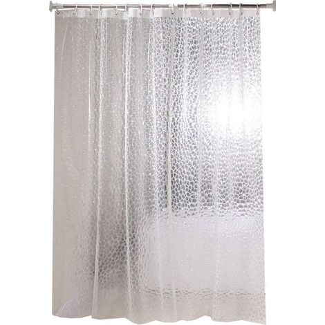 Curtain of Shower Anti Mold 180 X 200 cm, 3D Semi Transparent EVA Curtains of Shower Washable with 12 Hooks, Waterproof Antibacterial Drying Quick, for Bathtub, bathroom (1/5)