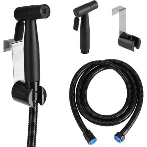 Portable bidet set with black 304 stainless steel toilet spray gun and pressurized nozzle (1/5)