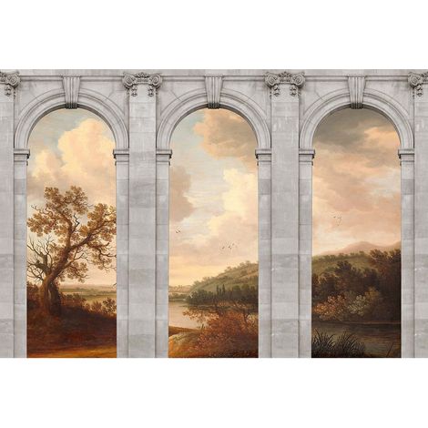 Papier peint panoramique nature effet peinture Tapisserie panoramique salon voûtes style antique Papier peint panoramique chambre & couloir (1/2)