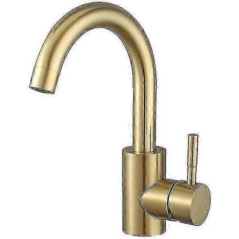 Mitigeur lavabo 360° - Bec haut - Brossé or - Salle bain/petite cuisine (1/5)