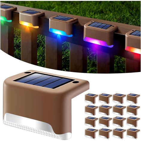 Lot de 16 Lampes Solaires Extérieur pour Terrasse, Balustrade, Escalier, Clôture, Jardin - Éclairage LED Multicolore à Détecteur de Mouvement (1/5)