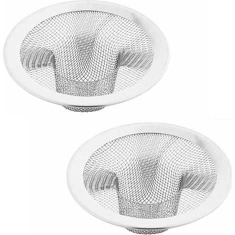 Lot de 2 filtres d'évier de cuisine, 7 cm/2,8 pouces, en acier inoxydable, filtre attrape-cheveux en maille, protecteur de drain de salle de bain pour baignoire et douche (taille moyenne) (1/5)