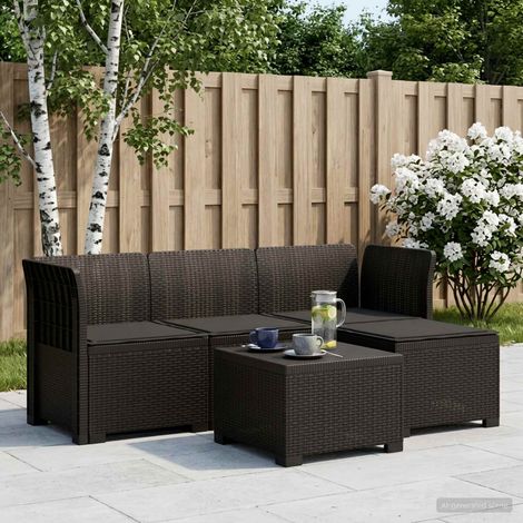 vidaXL Sofá de Jardín para 4 Personas con Cojines y Diseño de Rattan (1/5)