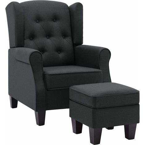 Maison Exclusive - Fauteuil avec repose-pied Gris foncé Tissu