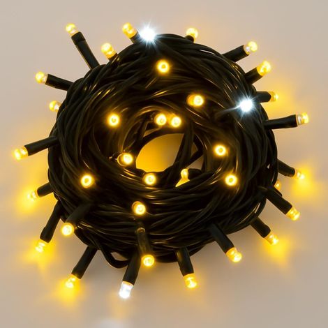 ETTROIT 100er LED-Lichterkette, 10 m, gelbes Licht, schwarzes Kabel, IP65, ausziehbar, weißer Blitzeffekt, Weihnachtsgirlande, Geschäfte, Balkon