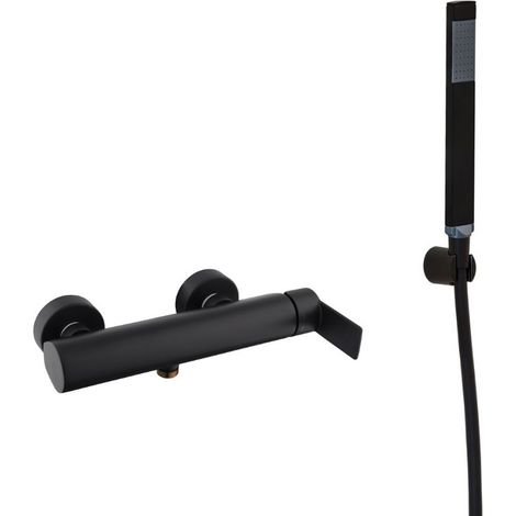 Swiss Aqua Technologies by Paffoni B-Way Set miscelatore meccanico per doccia + doccetta 1 getto, flessibile 1,5 m nero opaco (A