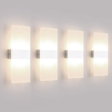 4 Pack Applique Murale Interieur 12W LED Lampe Murale Designe Créatif Décoratif Pour Chambre Couloir Salon Hôtel Salle Blanc Naturel 4000K, 780 Lumen (1/5)