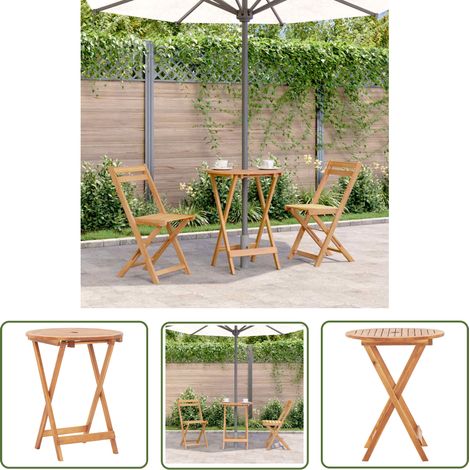The Living Store Gartentisch Klappbar 60x75 cm Massivholz Akazie - Gartentisch - Holzgartenmöbel - Akazienholz - Balkontisch - Terrassenmöbel (1/5)