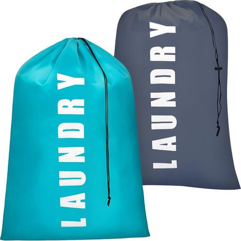 Lot de 2 Sac à Linge Large, Sac Linge Sale, Linge avec Cordon de Serrage, 120L Sacoche à Linge Pliable, Portable Sac Linge Sale (1/5)