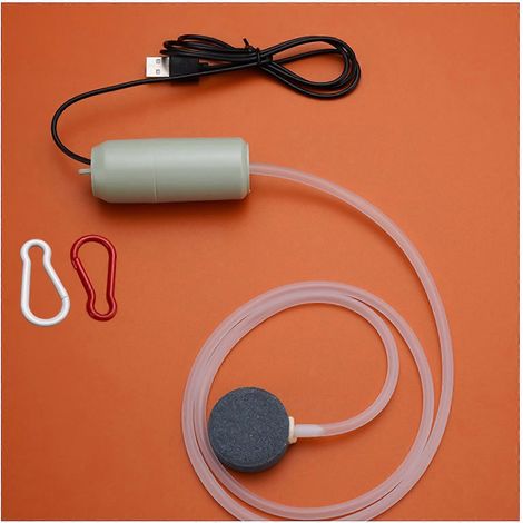 Mini pompe à air silencieuse pour usage domestique, rechargeable par USB, adaptée aux petits aquariums, blanche. (1/4)