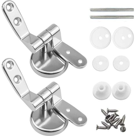 Attaches Charnière Abattant WC, Lot de 2 Charnières de Rechange pour Lunette de Toilette avec Fixations en Alliage de Zinc (1/5)