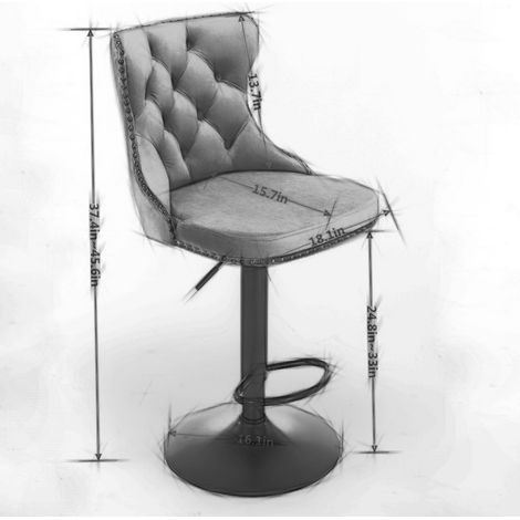 Sgabello bar girevole regolabile in velluto nero OKMYHOME (1/2)