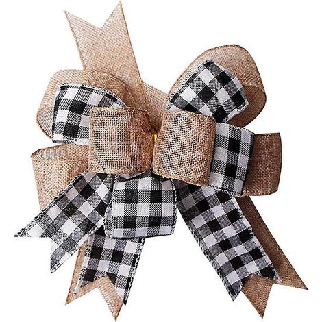 Couronnes de jute à carreaux noirs et blancs avec nœuds cadeaux, 30,5 cm x 24 cm (1/5)