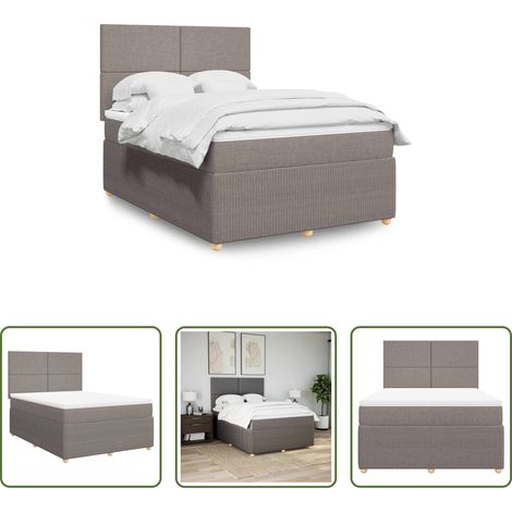 vidaXL Taschenfederkern - Boxspringbett mit Matratze Taupe 140x200 cm Stoff (1/5)