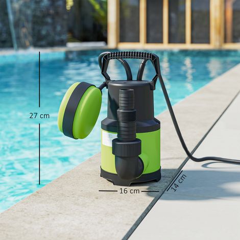 Pompe submersible pour eaux usées/eau propre 400 W, débit 9 000 l/h, profondeur maximale 7 m, compatible avec des particules jusqu'à 15 mm, interrupteur à flotteur, verte (1/5)