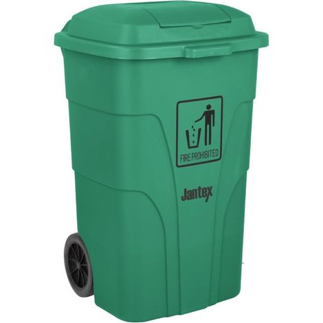 Poubelle à roulettes avec pédale 120L verte - 445 x 397 x 887 mm - JANTEX (1/5)