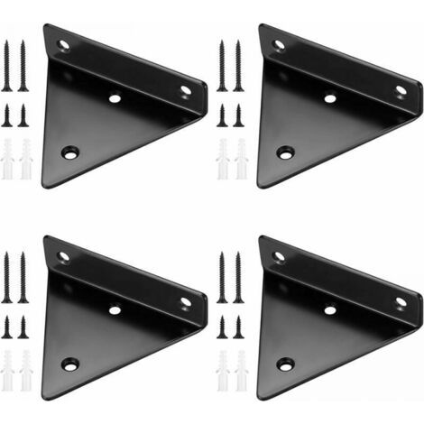 4 Pièces Supports d'étagère Flottants, Supports à Tablettes Muraux Triangulaires Invisibles, Equerre Etagere Murale Métal pour étagère (1/5)
