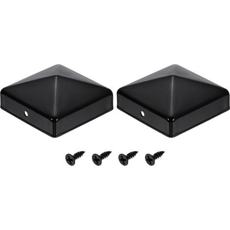 2Pcs Caps Pour Poteaux De Clôture, 70mm/2.76-inch Caps Carrés Pour Colonnes, Pyramidaux En Fer Imperméables Avec Vis Clôtures Métalliques Ou En Bois, Terrasse, Boîte Aux. (1/5)