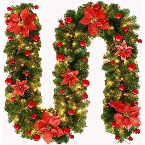 Guirnalda de Navidad artificial de 2,7 m – Luces LED cálidas – Decoración para interiores y exteriores – PVC flexible y portátil (1/5)