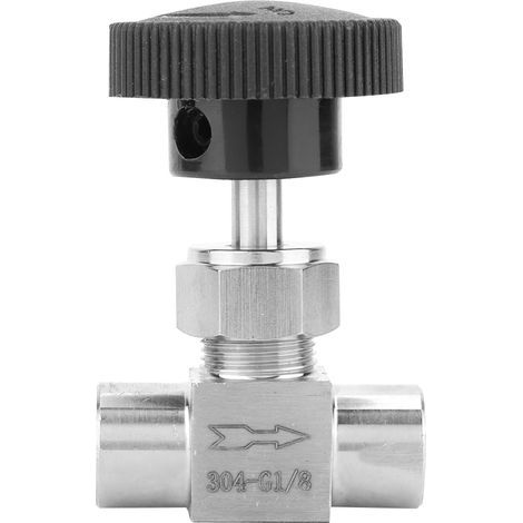 Robinet à pointeau droit en acier inoxydable BSPP femelle pour eau, gaz, huile (Type A) (1/5)