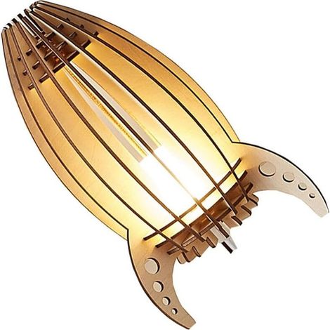 Lampe de table en bois en forme de fusée, veilleuse décorative chaleureuse pour chambre et bureau (1/5)
