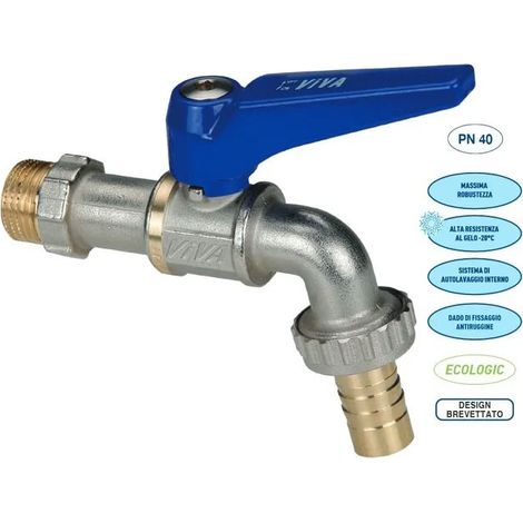 Viva 1740 rubinetto sfera con portagomma ø1" leva blu 1740B406 (1/3)