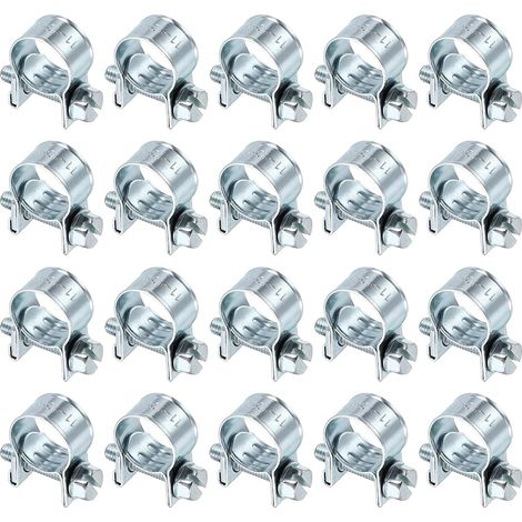 20pcs Collier De Serrage Pour Injection De Carburant 11-13mm Ajustable En Acier Zingué Mini Collier Pour Tuyau De Gaz Pour Automobile Agriculture Plomberie Diesel Essence Tuyau (1/5)