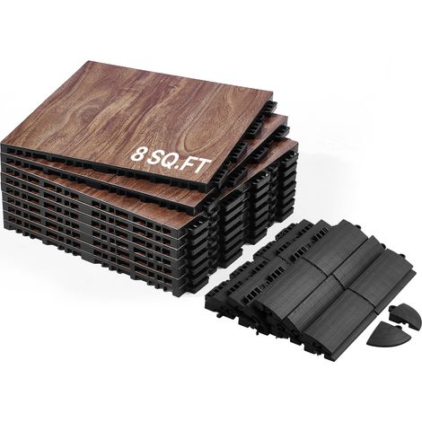 VEVOR Piastrelle per Pista da Ballo, 315 x 315 x 17,2 mm Pista da Ballo ad Incastro in 9 Pezzi, Pista per Pratica di Danza Portatile con Base Imbottita, Venature di Legno di Quercia, 0,84 m²/Scatola