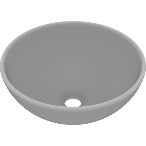 Luxus-Waschbecken Rund Matt Hellgrau 32,5x14 cm Keramik - Runde Waschbecken - Keramikwaschbecken - Matt Hellgrau - Aufsatzwaschbecken - Designer Waschbecken